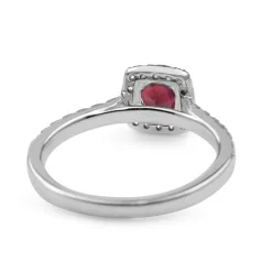 18ct White Gold Natural Ruby and Diamond Halo Ring