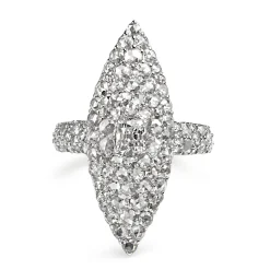 18ct White Gold Old and Rose Cut Marquise Shaped Diamond Ring