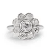 18ct White Gold Old Cut Diamond Daisy Ring