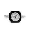 9ct White Gold Onyx and Diamond Halo Art Deco Style Ring