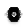 9ct White Gold Onyx and Diamond Art Deco Style Ring