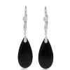 18ct White Gold Onyx and Diamond Drop Earrings