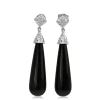 18ct White Gold Onyx and Diamond Drop Earrings