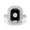 18ct White Gold Onyx and Diamond Vintage Style Ring