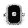 9ct White Gold Onyx and Diamond Ring