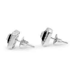 14ct White Gold Onyx and Diamond Stud Earrings