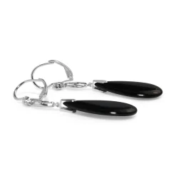 18ct White Gold Onyx and Diamond Drop Earrings