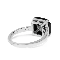 9ct White Gold Onyx and Diamond Halo Art Deco Style Ring