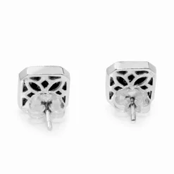 14ct White Gold Onyx and Diamond Stud Earrings