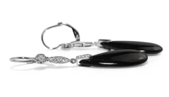 18ct White Gold Onyx and Diamond Drop Earrings