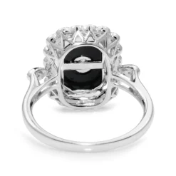 18ct White Gold Onyx and Diamond Vintage Style Ring
