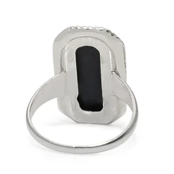 10ct White Gold Onyx and Diamond Art Deco Ring