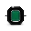 9ct White Gold Onyx and Green Agate Deco Style Ring