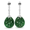 18ct White Gold Onyx, Jade and Diamond Earrings
