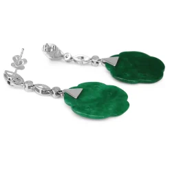18ct White Gold Onyx, Jade and Diamond Earrings
