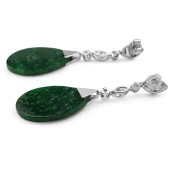 18ct White Gold Onyx, Jade and Diamond Earrings