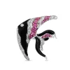 18ct White Gold Onyx, Pink Sapphire and Diamond Angel Fish Brooch