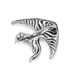 18ct White Gold Onyx, Pink Sapphire and Diamond Angel Fish Brooch