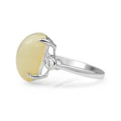 14ct White Gold Opal and Diamond 3 Stone Ring