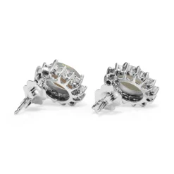 14ct White Gold Opal and Diamond Halo Earrings