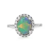 10ct White Gold Opal Diamond Halo Ring