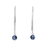 9ct White Gold Open Hoop Floating Sapphire Earrings