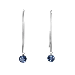 9ct White Gold Open Hoop Floating Sapphire Earrings