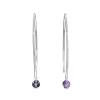 9ct White Gold Open Hoop Floating Purple Sapphire Earrings
