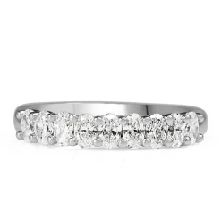 18ct White Gold Oval 9 Stone Diamond Band Ring