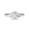 18ct White Gold Oval and Brilliant Cut Diamond 3 Stone Ring
