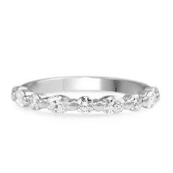 18ct White Gold Oval and Round Diamond Band Ring