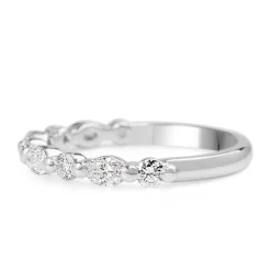 18ct White Gold Oval and Round Diamond Band Ring