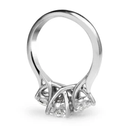 18ct White Gold Oval and Round Diamond 3 Stone Ring