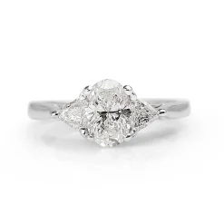 18ct White Gold Oval and Trillion Diamond Ring