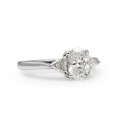 18ct White Gold Oval and Trillion Diamond Ring