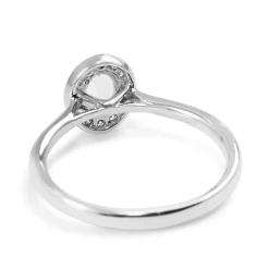 9ct White Gold Oval Aquamarine and Diamond Halo Ring