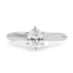 18ct White Gold Oval Diamond Solitaire Ring