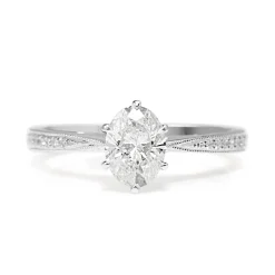 18ct White Gold Oval Diamond Solitaire Ring