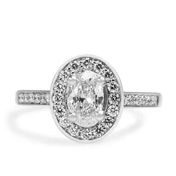 18ct White Gold Oval Diamond Halo Ring