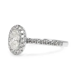 18ct White Gold Oval Diamond Halo Ring