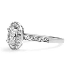 18ct White Gold Oval Diamond Halo Ring