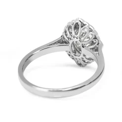 18ct White Gold Oval Diamond Daisy Style Halo Ring