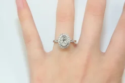 18ct White Gold Oval Diamond Halo Ring