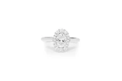 18ct White Gold Oval Halo Diamond Ring