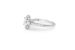 18ct White Gold Oval Halo Diamond Ring