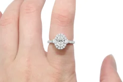 18ct White Gold Oval Halo Diamond Ring