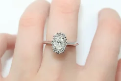 18ct White Gold Oval Halo Diamond Ring