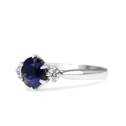 18ct White Gold Oval Sapphire and Diamond 3 Stone Ring