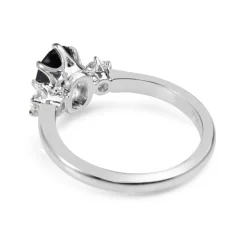 18ct White Gold Oval Sapphire and Old Cut Diamond Ring