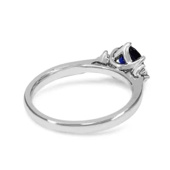 18ct White Gold Oval Sapphire and Diamond 3 Stone Ring